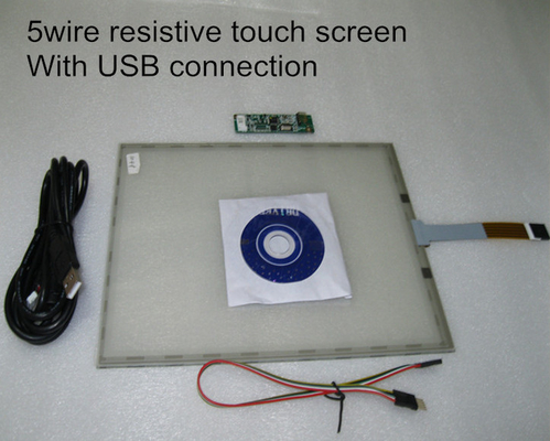 Изготовленное на заказ стекло TP панели касания Tft сопротивляющее с кабелем USB и проводом 5